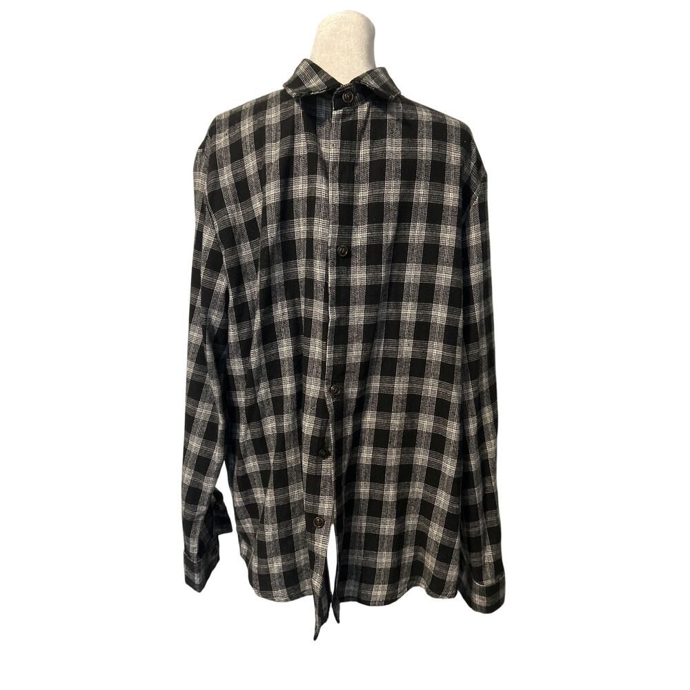 Black Plaid Flannel Button Down Shirt - Small
